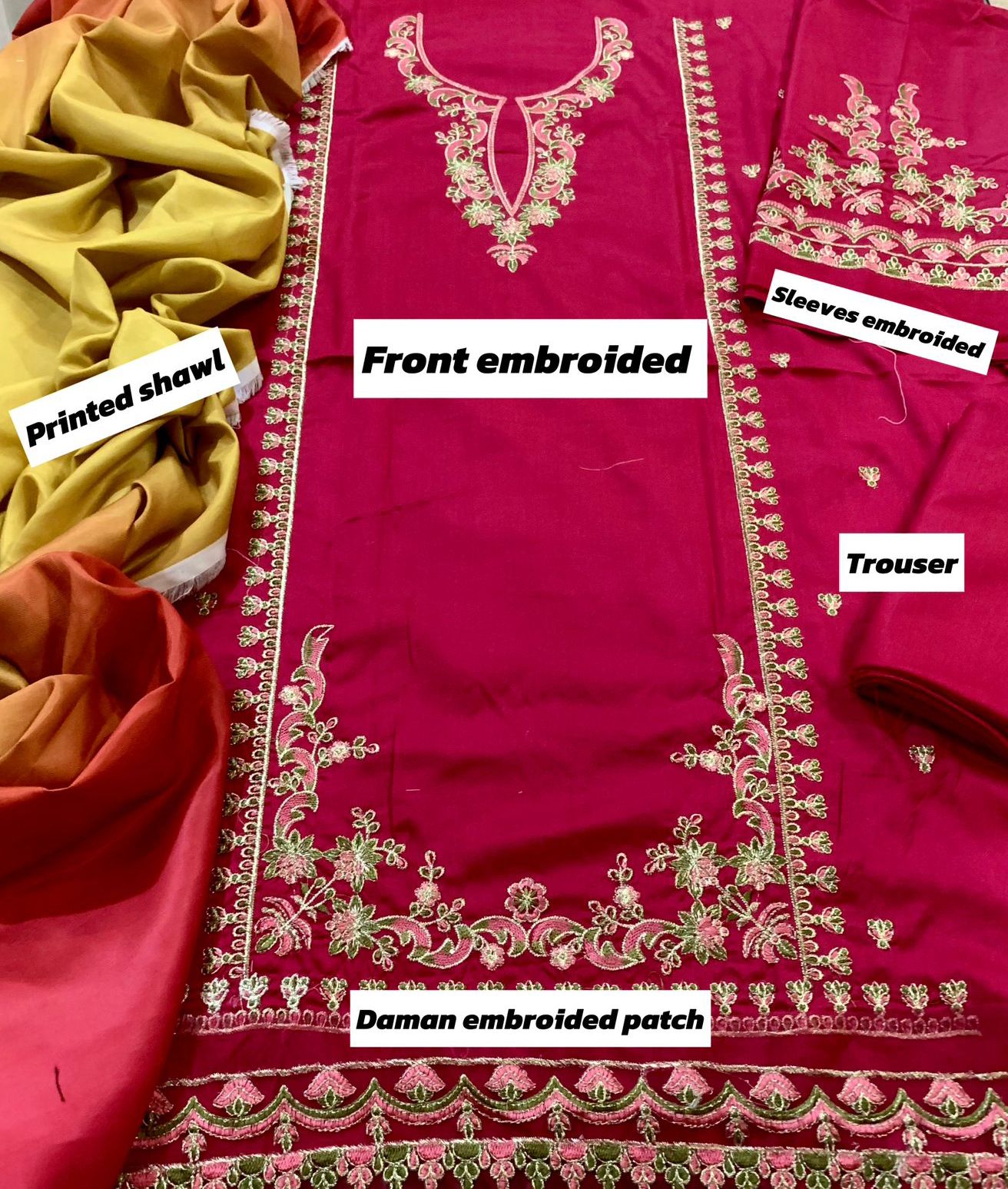 Omal Dhanak Embroidered 3 Piece | OL100