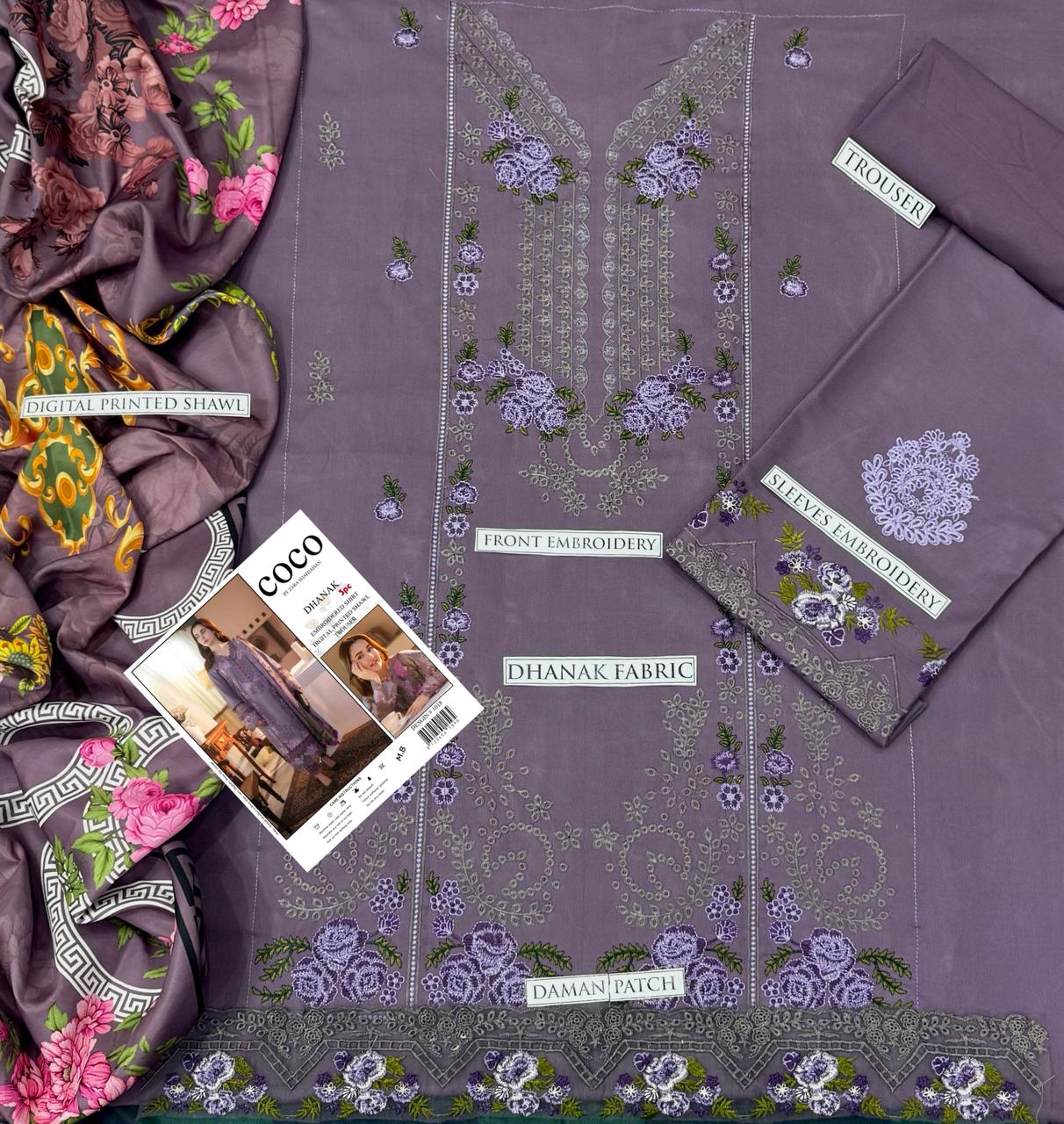 Urge Dhanak Embroidered 3 Piece | UG107