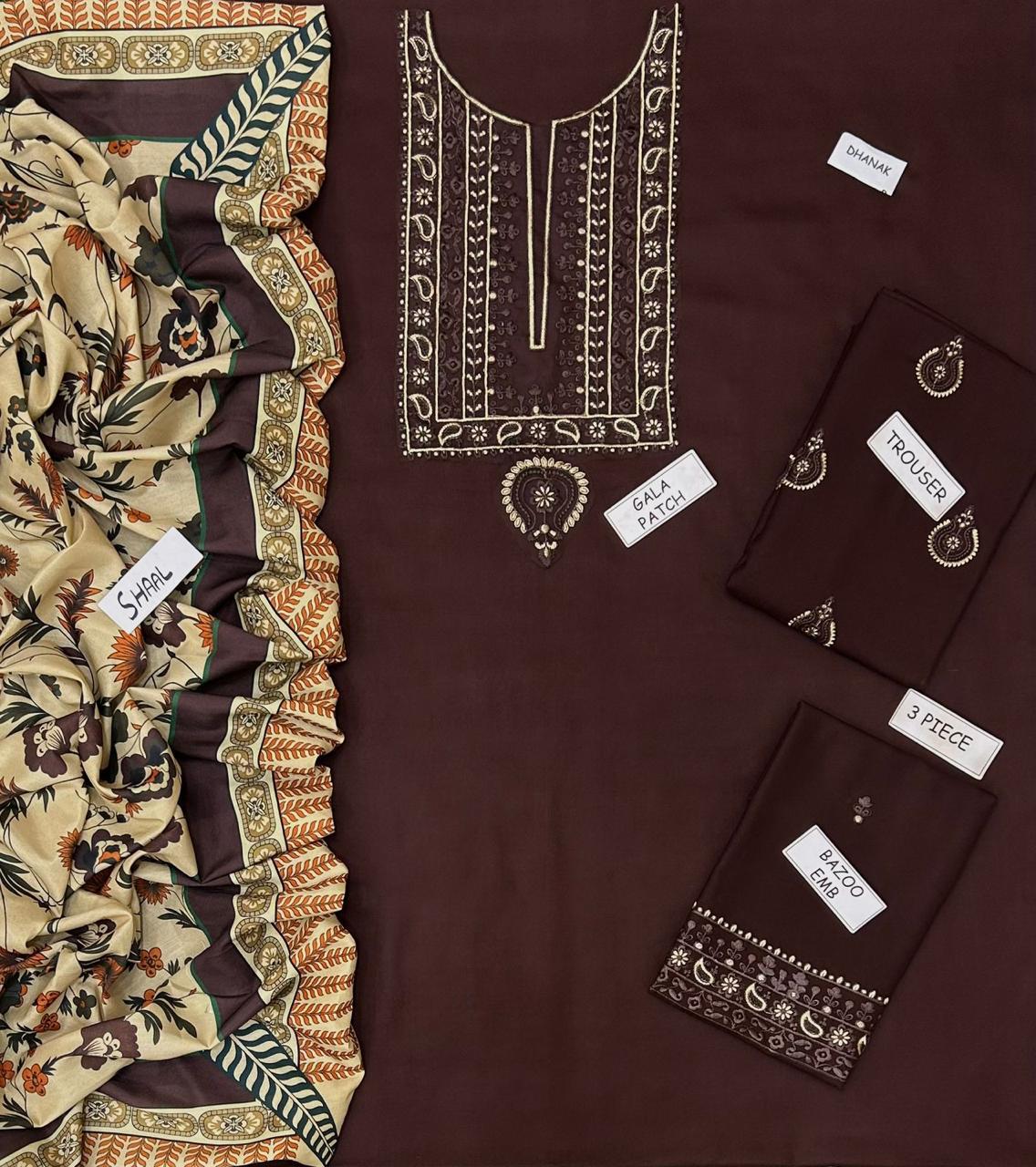 Aisling Dhanak Embroidered 3 Piece | AL129