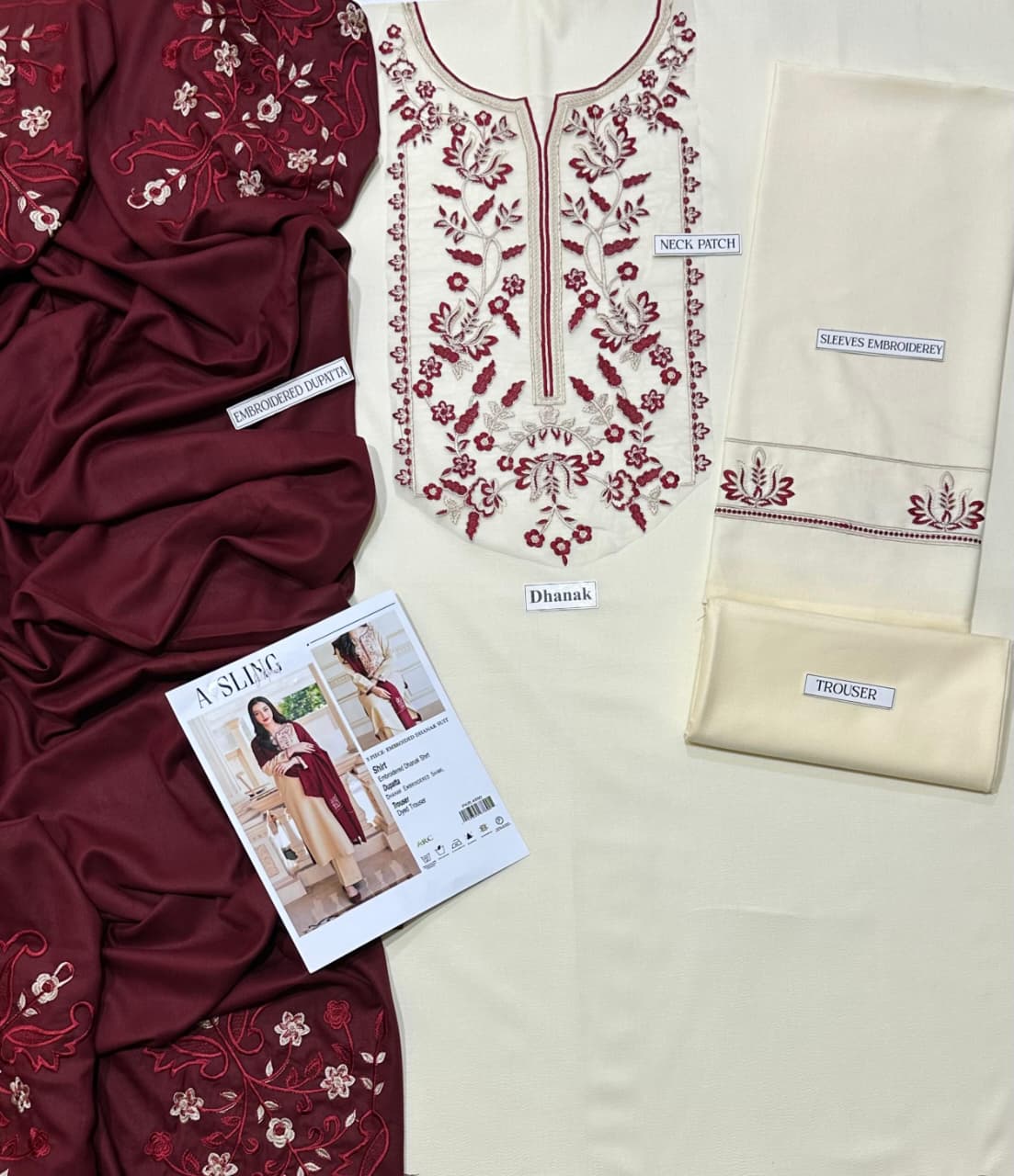 Aisling Dhanak Embroidered 3 Piece | AL135