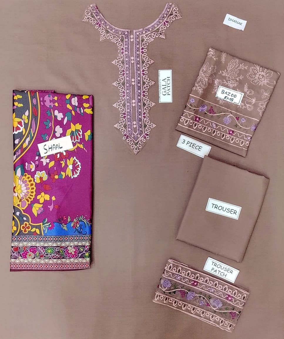 Aisling Dhanak Embroidered 3 Piece | AL124