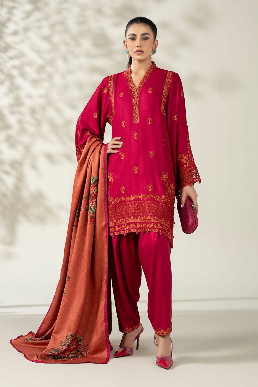 Maria.B Dhanak Embroidered 3 Piece | MB112