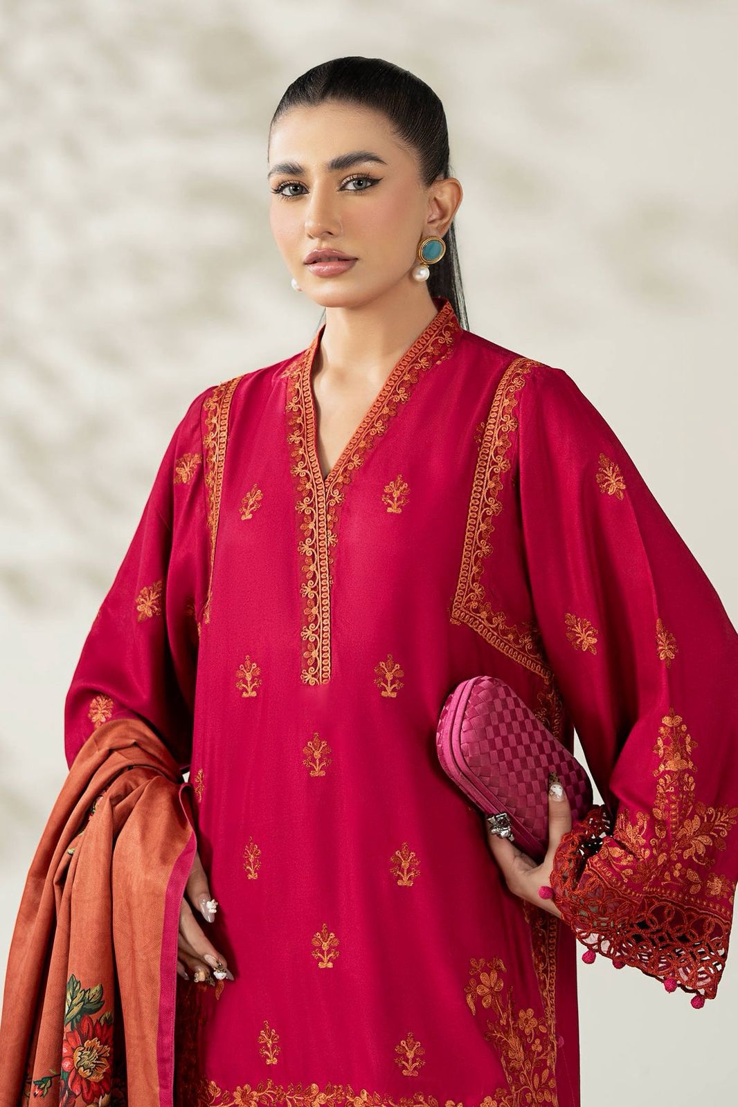 Maria.B Dhanak Embroidered 3 Piece | MB112