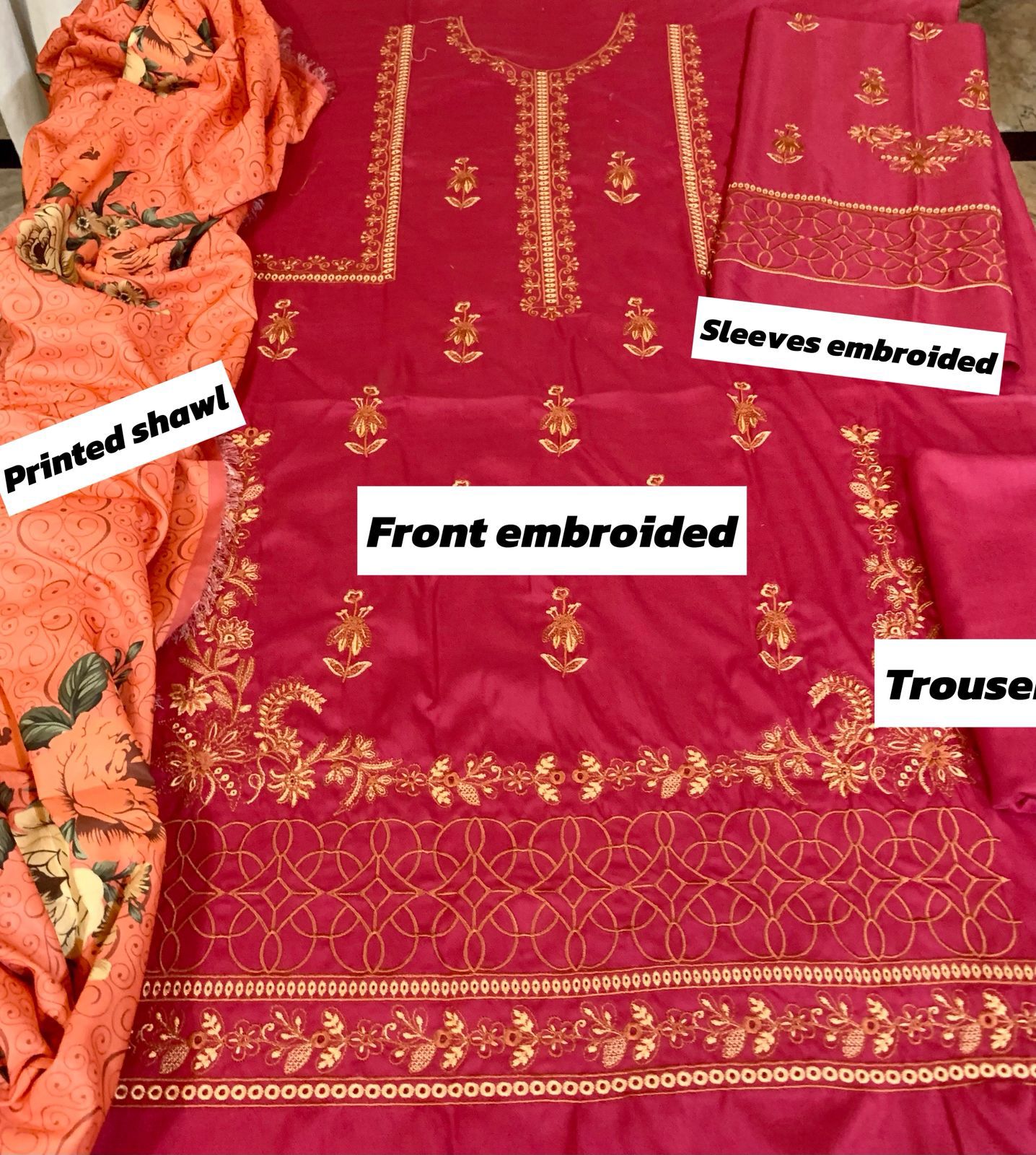 Maria.B Dhanak Embroidered 3 Piece | MB112