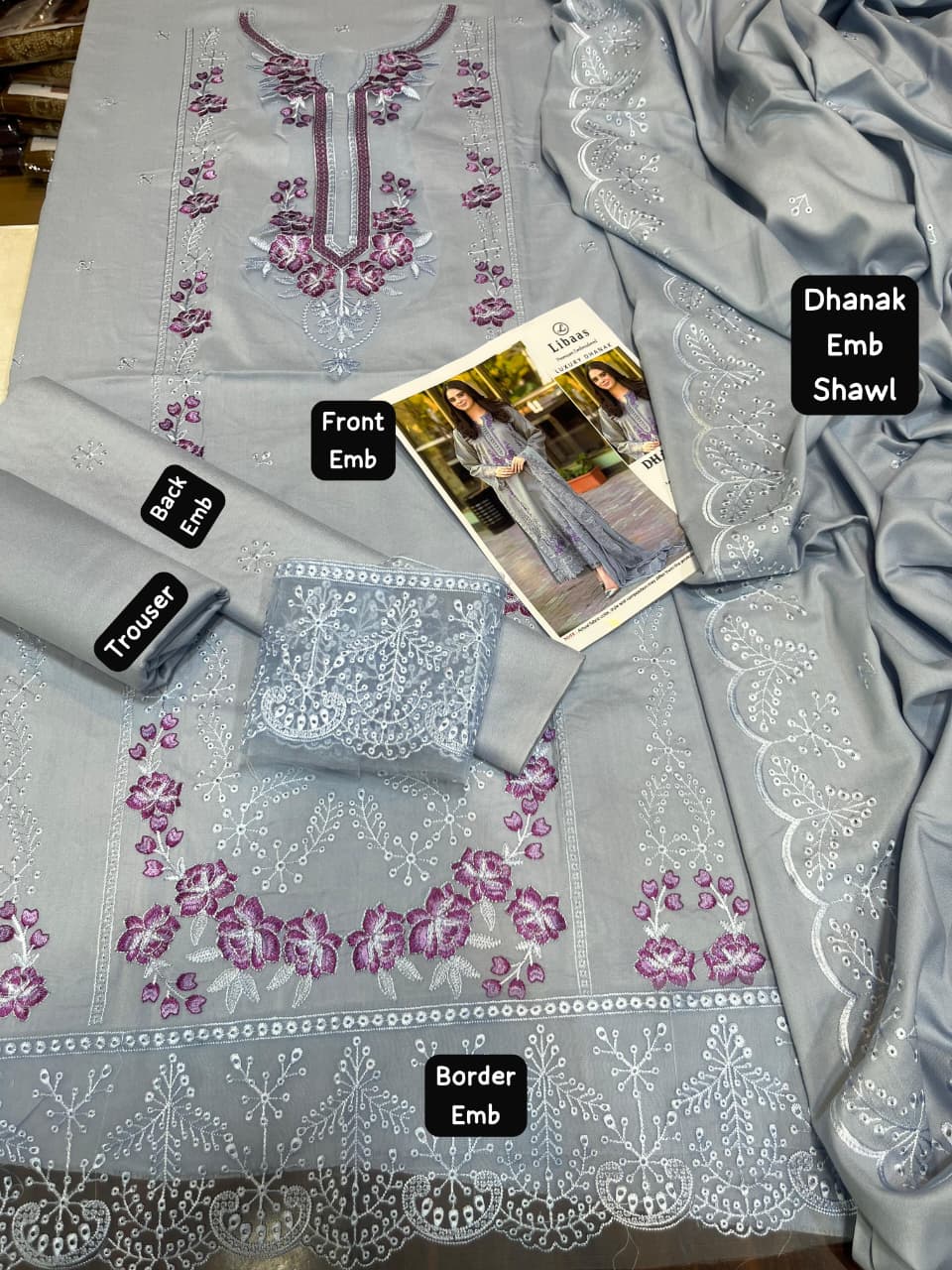 Jazmin Dhanak Embroidered 3 Piece | JZ110