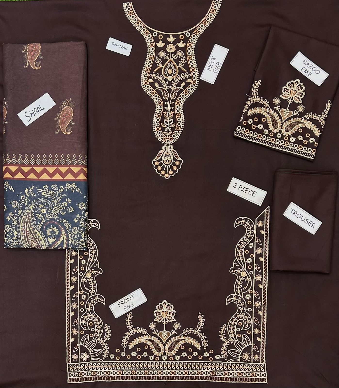 Sapphire Dhanak Embroidered 3 Piece | SP111