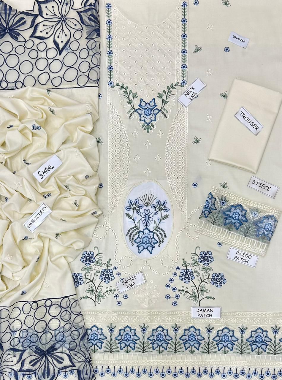 Sana Safinaz Dhanak Embroidered 3 Piece | SS100