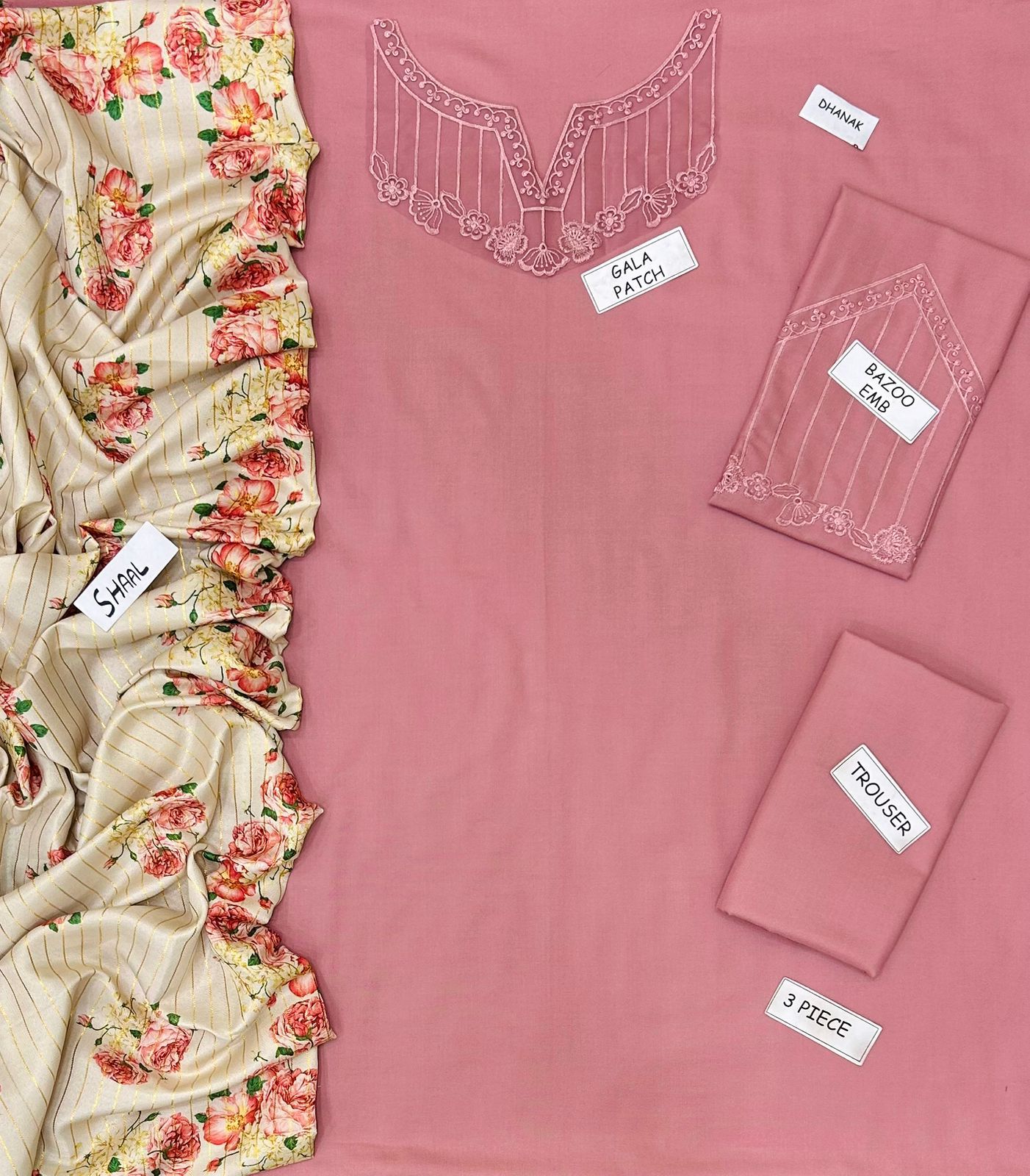 Zara Dhanak Embroidered 3 Piece | ZR107