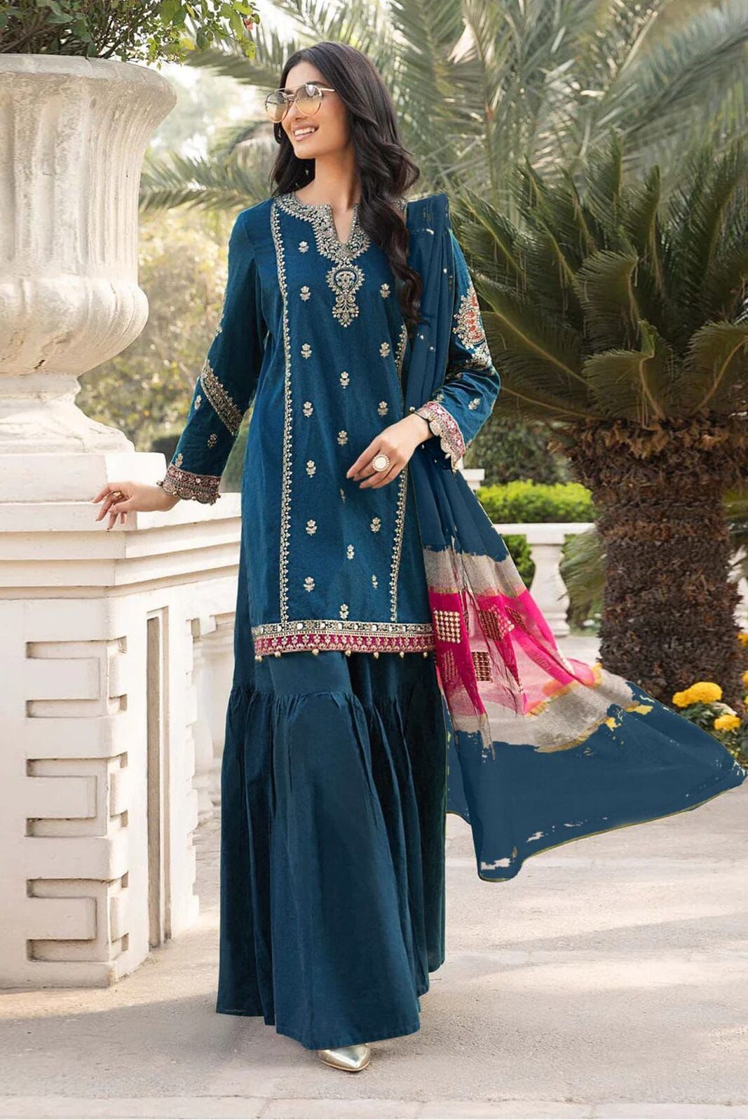 Maria.B Dhanak Embroidered 3 Piece | MB114
