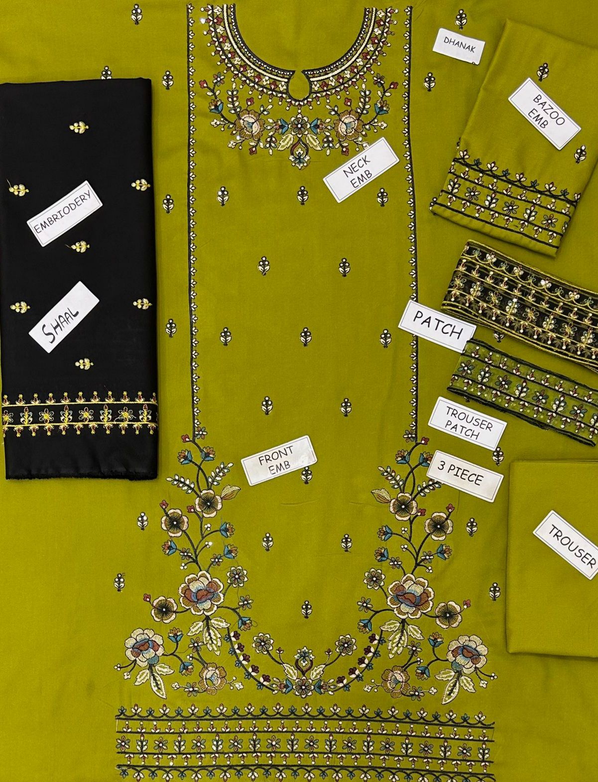 Aneela Dhanak Embroidered 3 Piece | AN110