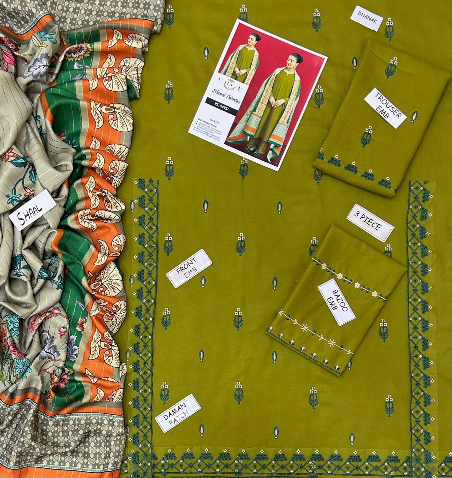 Urge Dhanak Embroidered 3 Piece | UG108