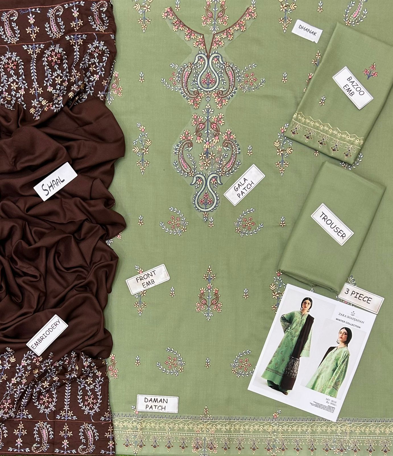 Zara Dhanak Embroidered 3 Piece | ZR113