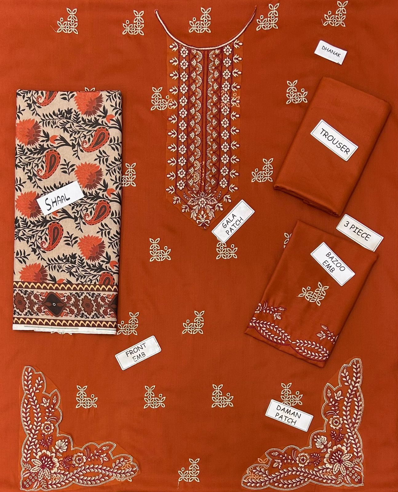 Izel Dhanak Embroidered 3 Piece | IL101