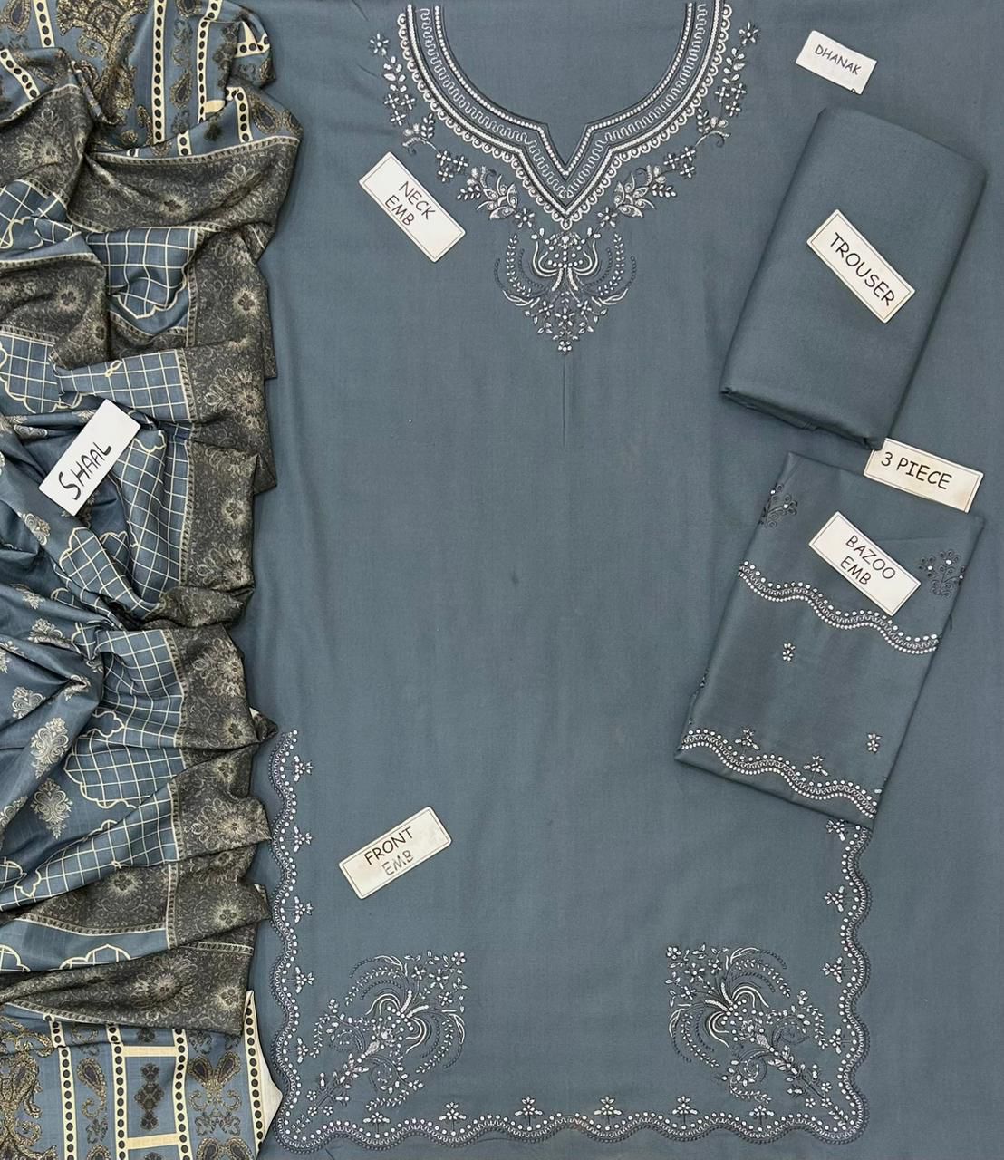 Zara Dhanak Embroidered 3 Piece | ZR114