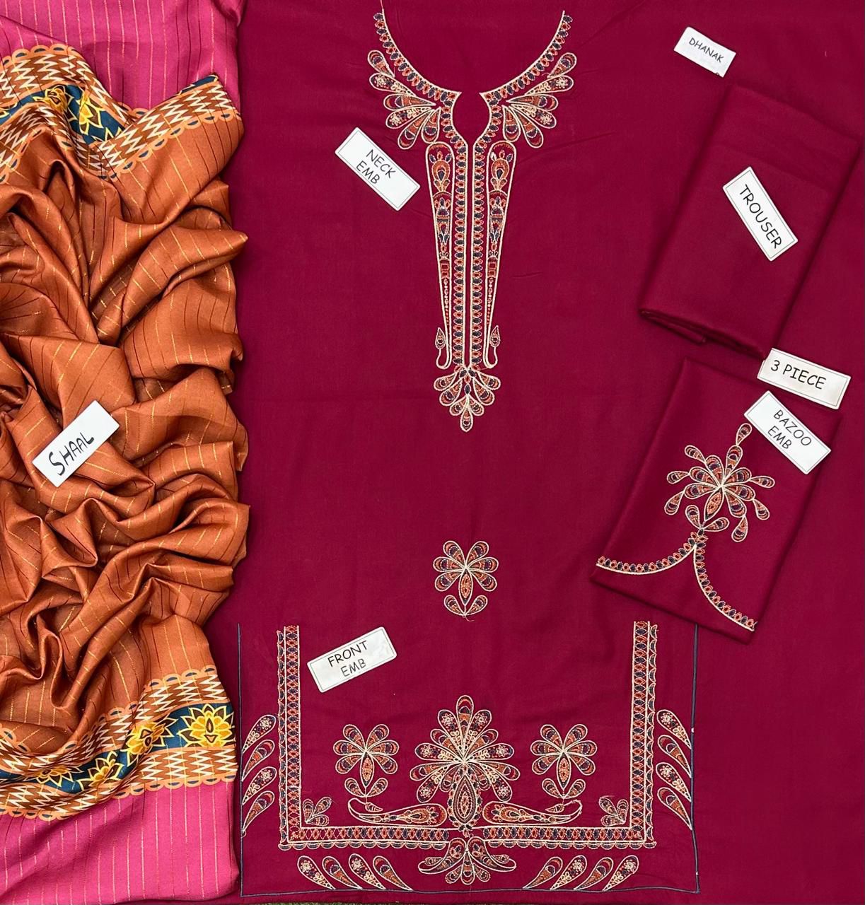 Jazmin Dhanak Embroidered 3 Piece | JZ111