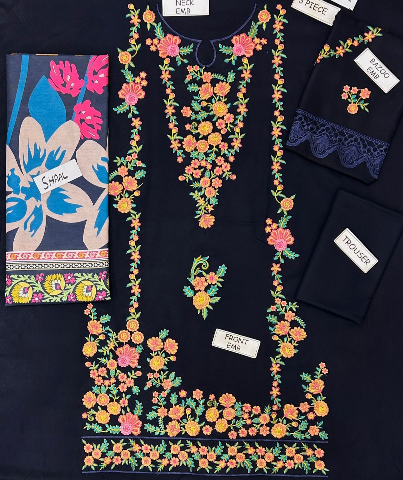 Asimjofa Dhanak Embroidered 3 Piece | AJ104