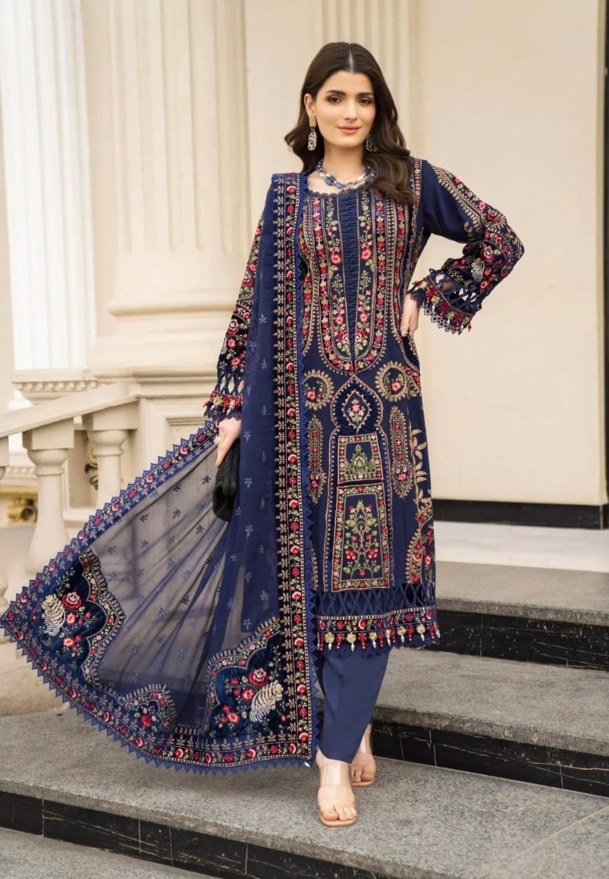 Maria.B Dhanak Embroidered 3 Piece | MB115