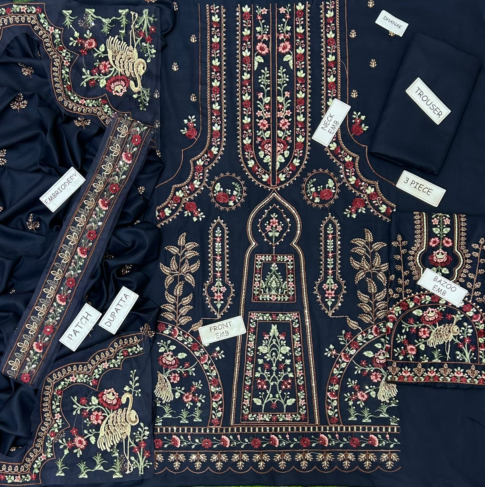 Maria.B Dhanak Embroidered 3 Piece | MB115