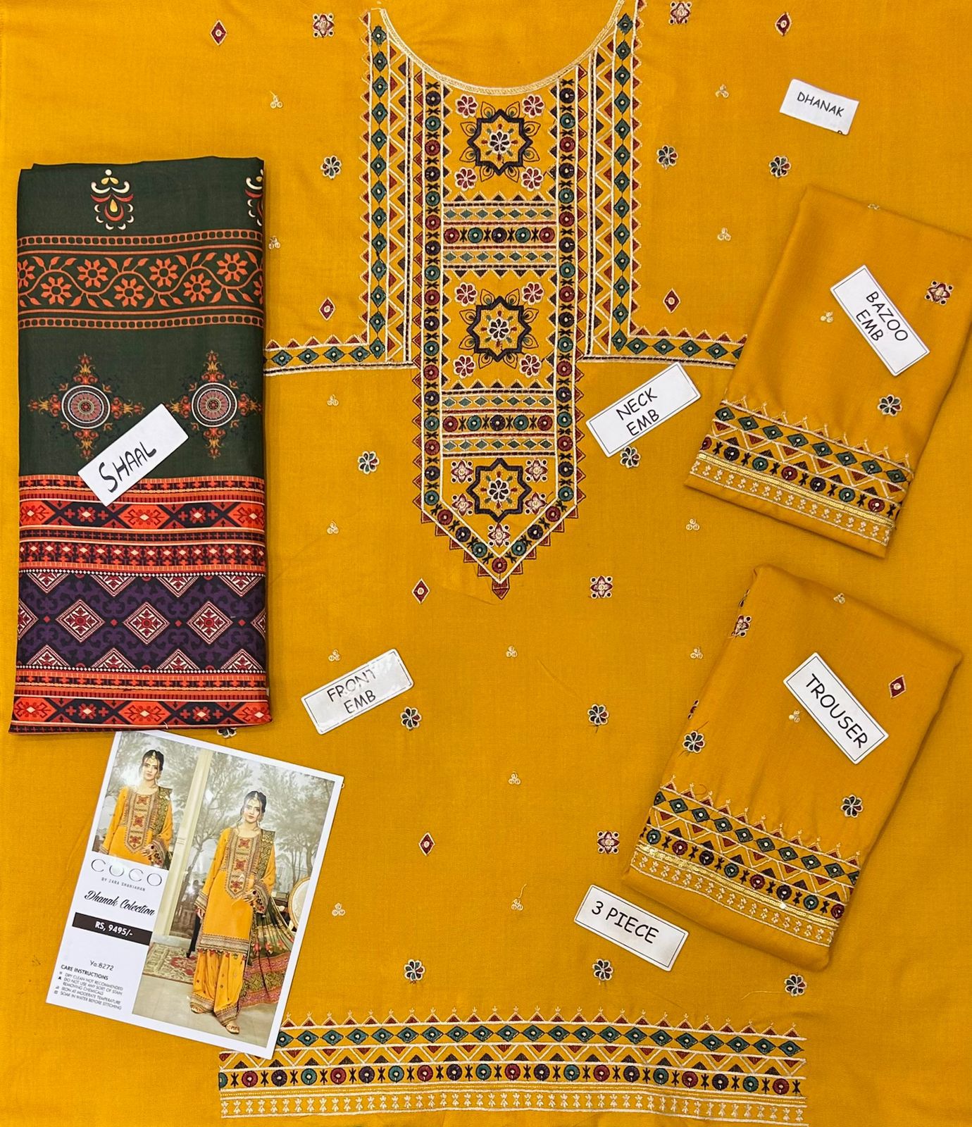 Aneela Dhanak Embroidered 3 Piece | AN109