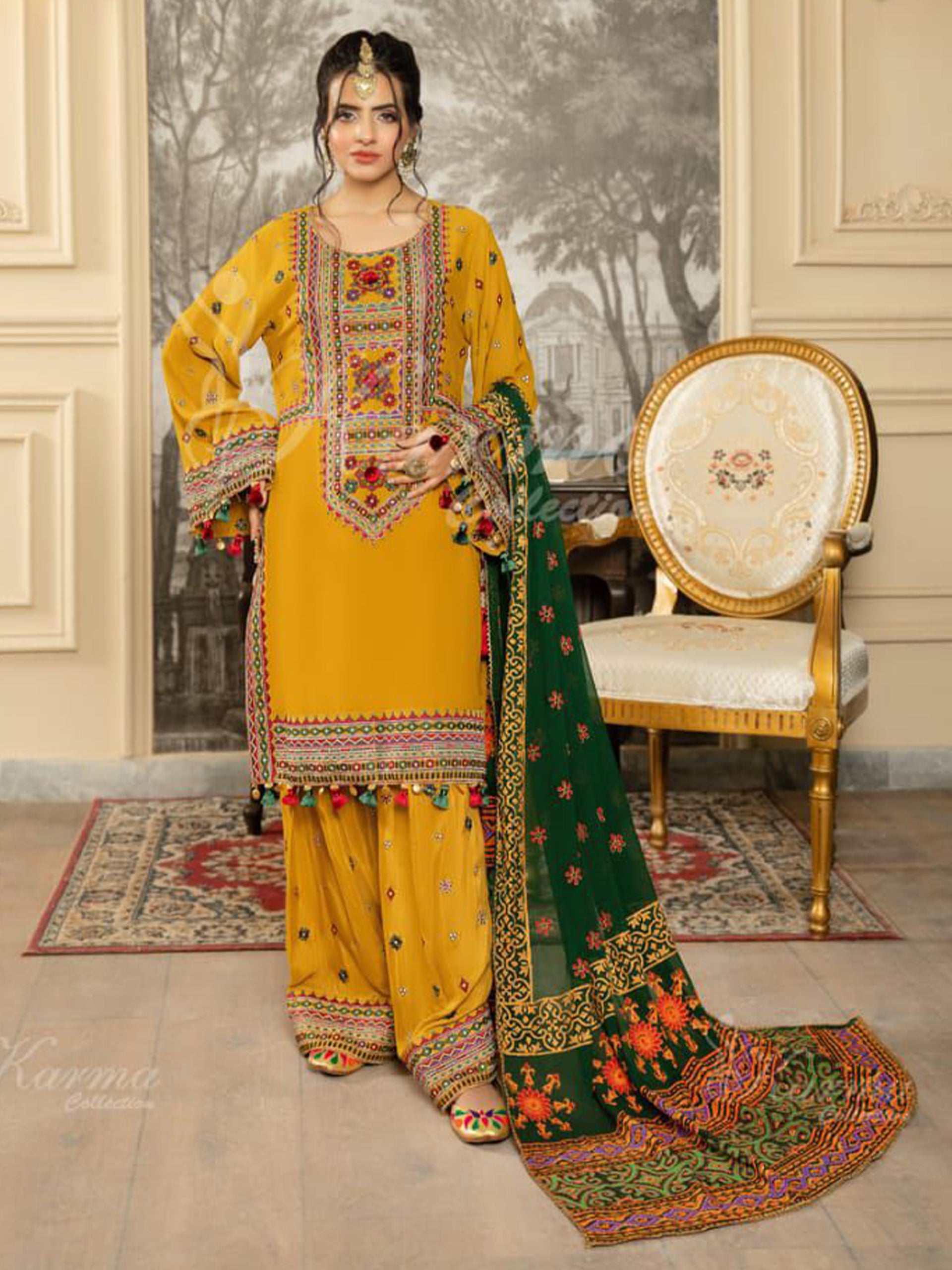 Aneela Dhanak Embroidered 3 Piece | AN109