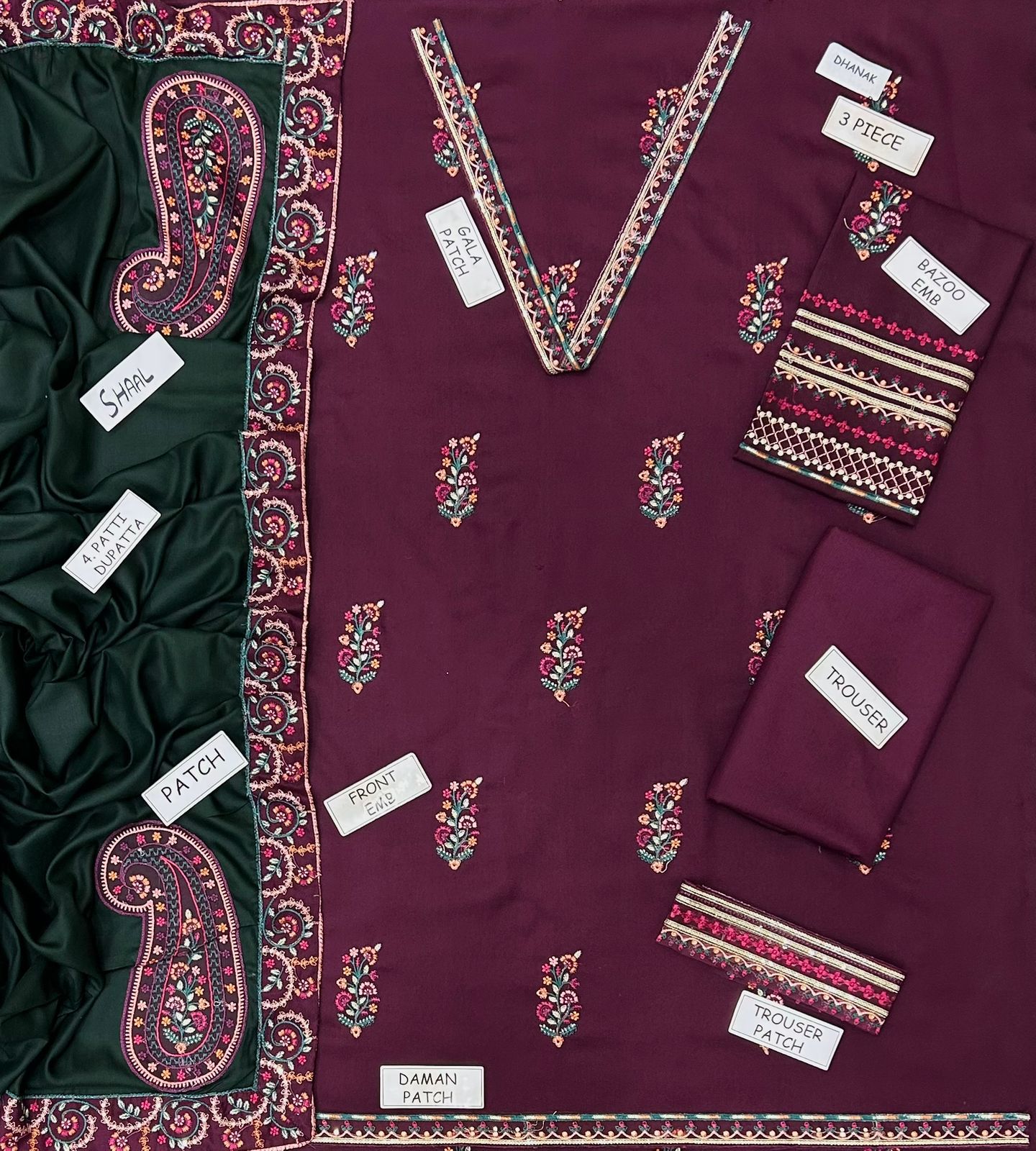 Ravish Dhanak Embroidered 3 Piece | RV100