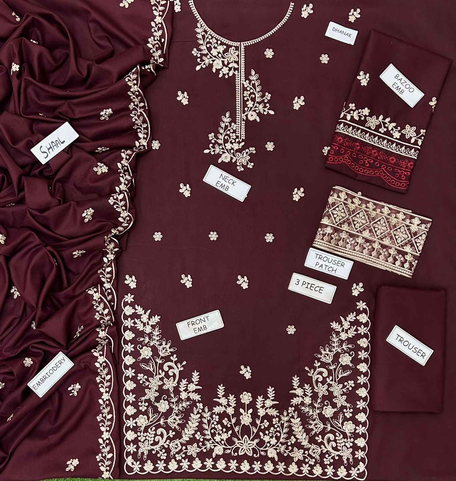 Aneela Dhanak Embroidered 3 Piece | AN111