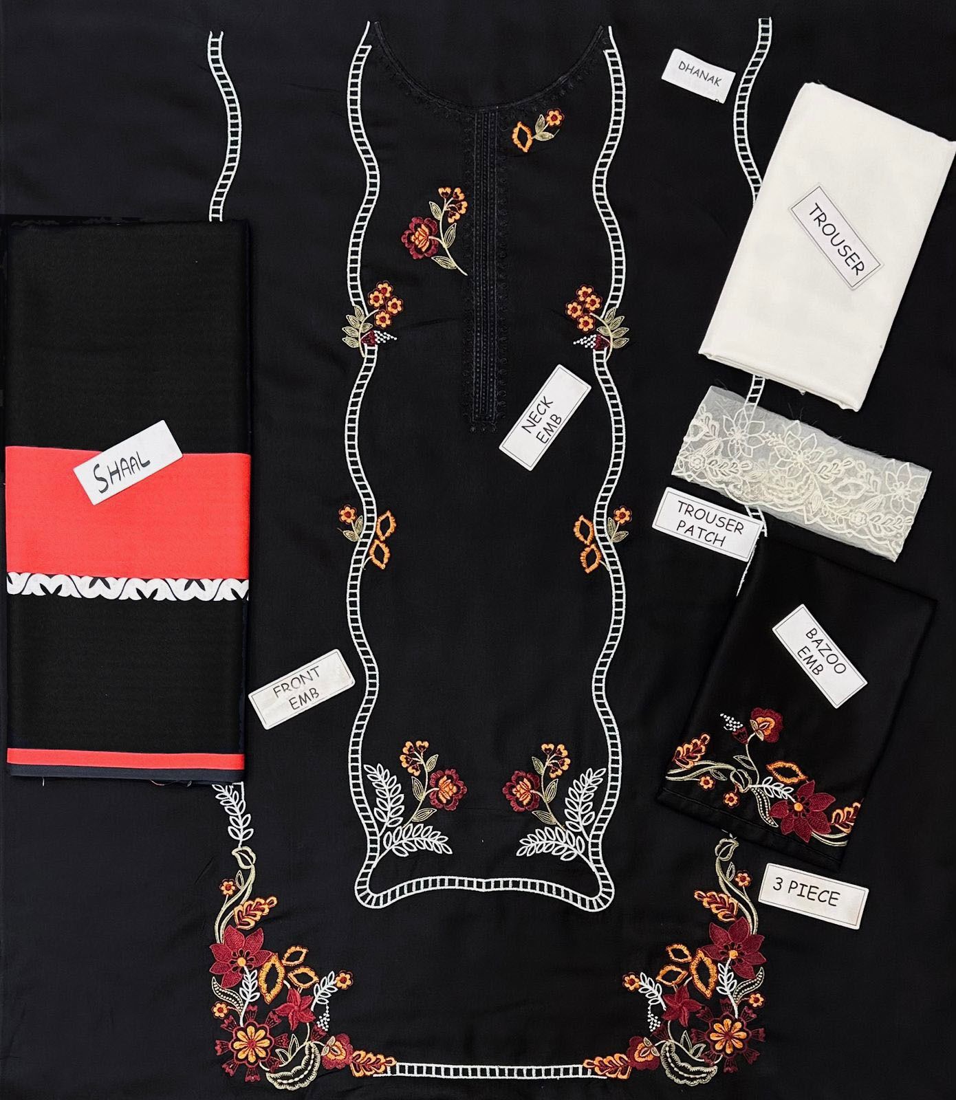 Crimson Dhanak Embroidered 3 Piece | CN106