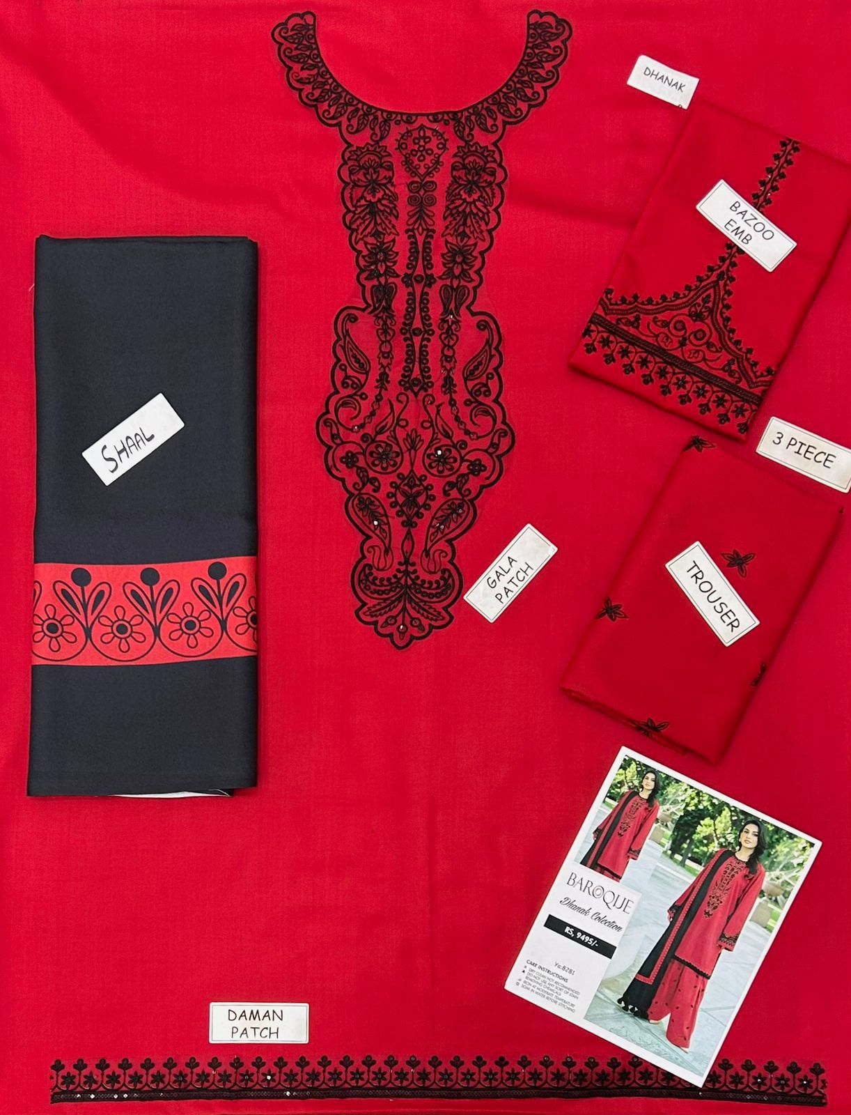 Baroque Dhanak Embroidered 3 Piece | BQ133