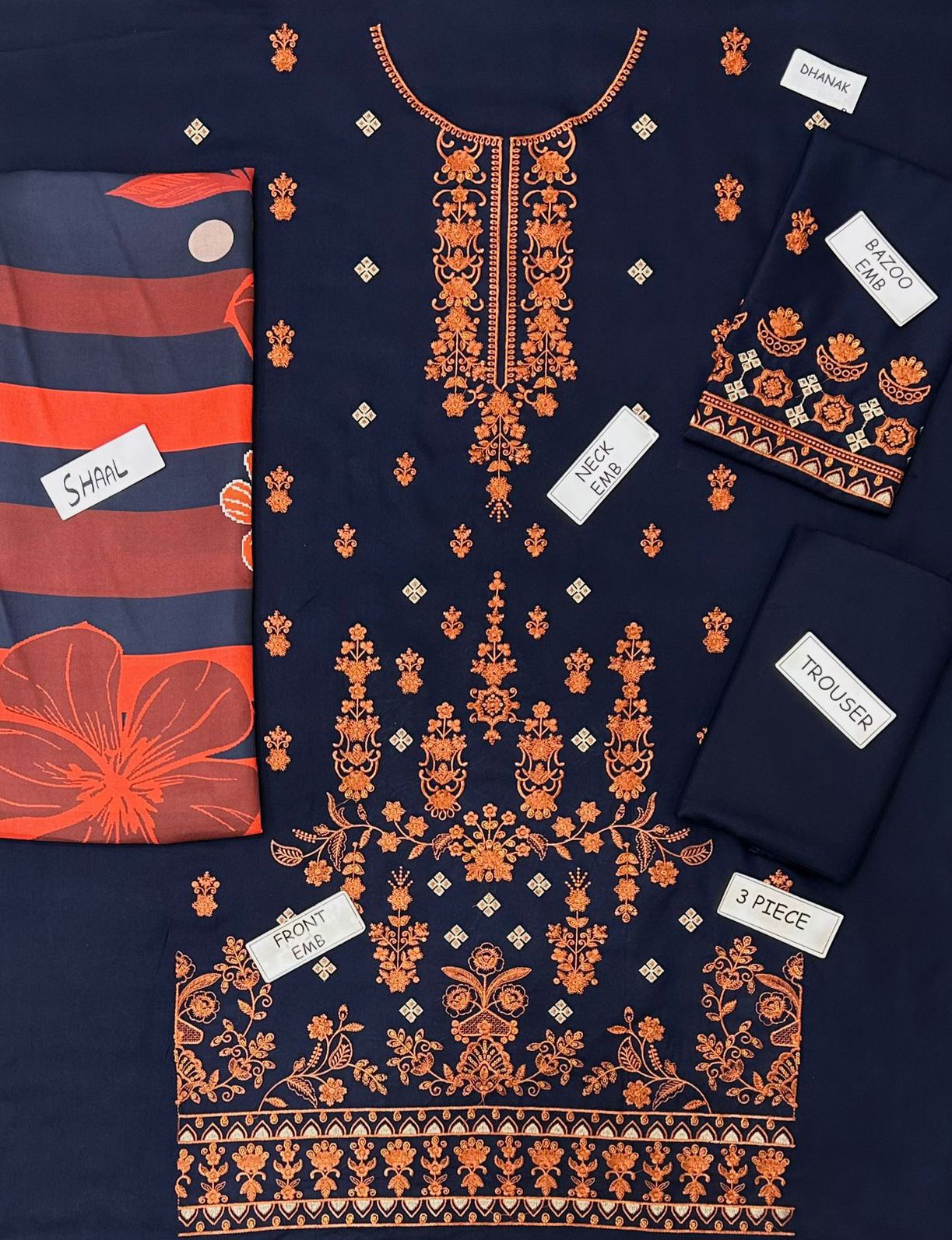 Aneela Dhanak Embroidered 3 Piece | AN112