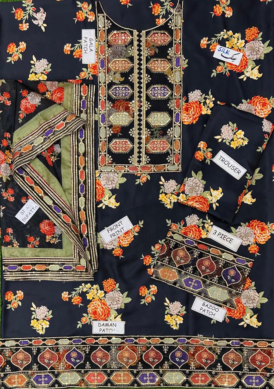 Aneela Silk Embroidered 3 Piece | AN117