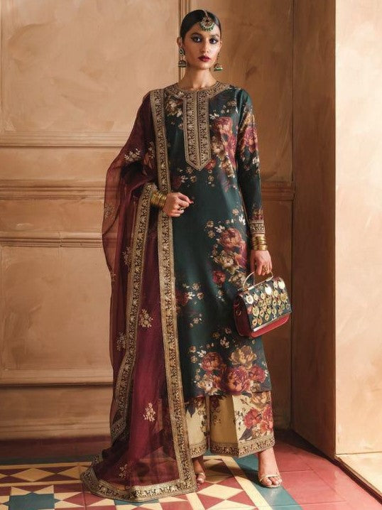 Humjoili Silk Embroidered 3 Piece | HJ100