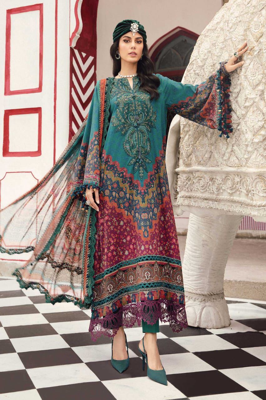 Maria B Lawn Embroidered 3 Piece | MB128