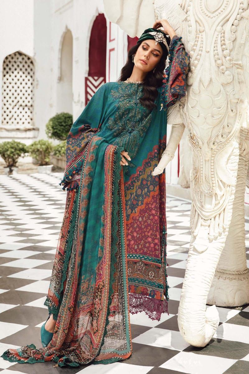 Maria B Lawn Embroidered 3 Piece | MB128