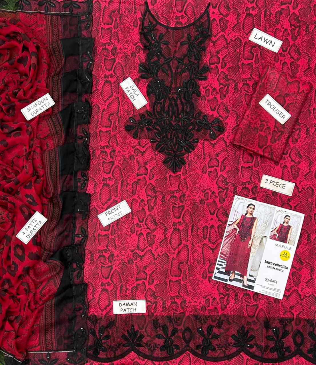 Maria B Lawn Embroidered 3 Piece | MB124