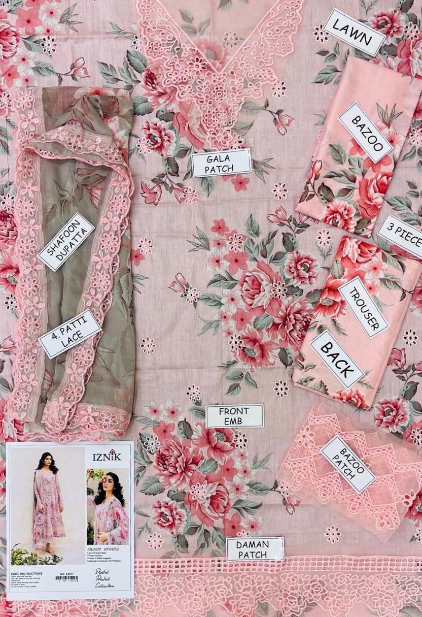 Iznik Lawn Embroidered 3 Piece | IZ116