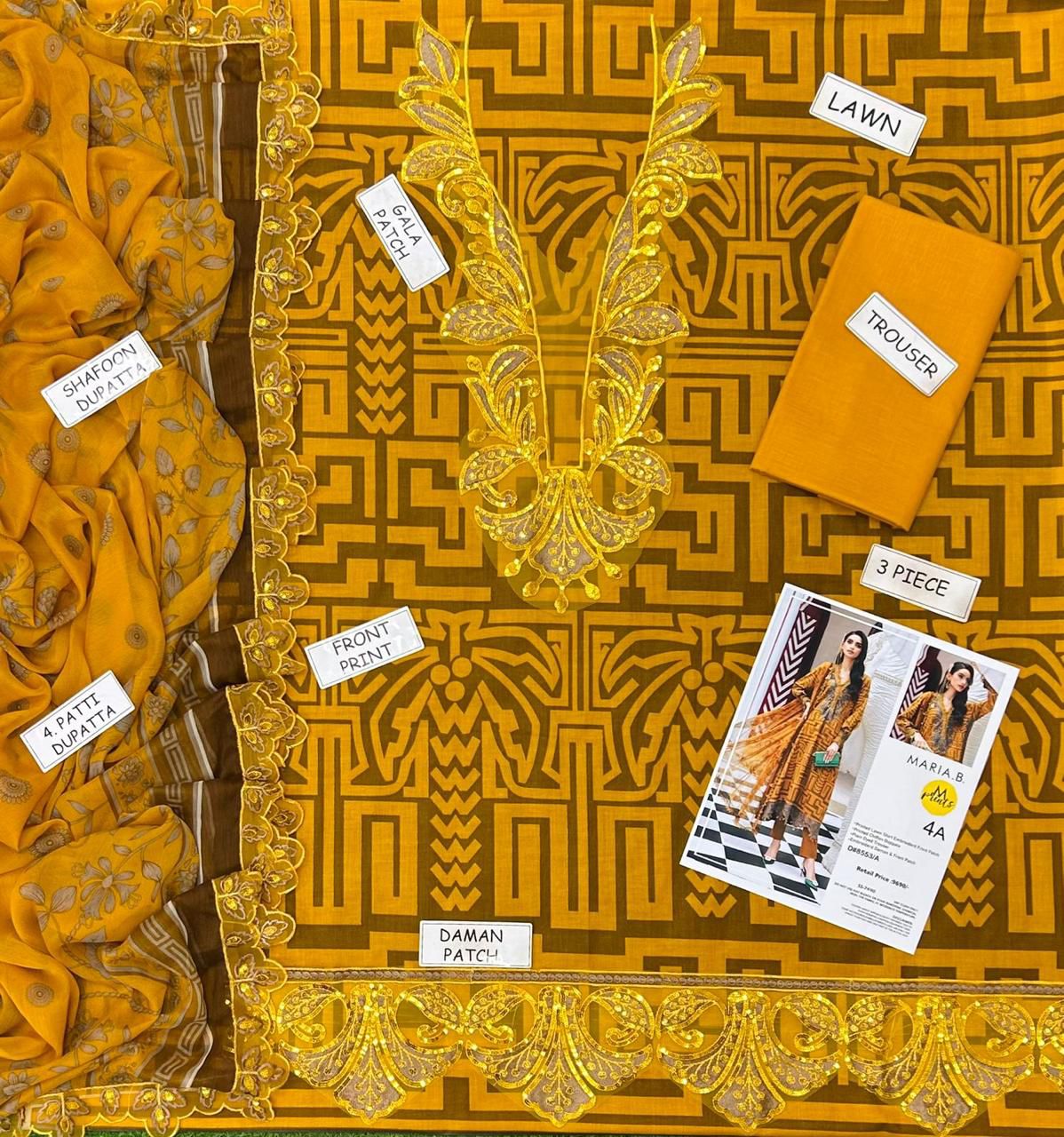 Maria B Lawn Embroidered 3 Piece | MB116