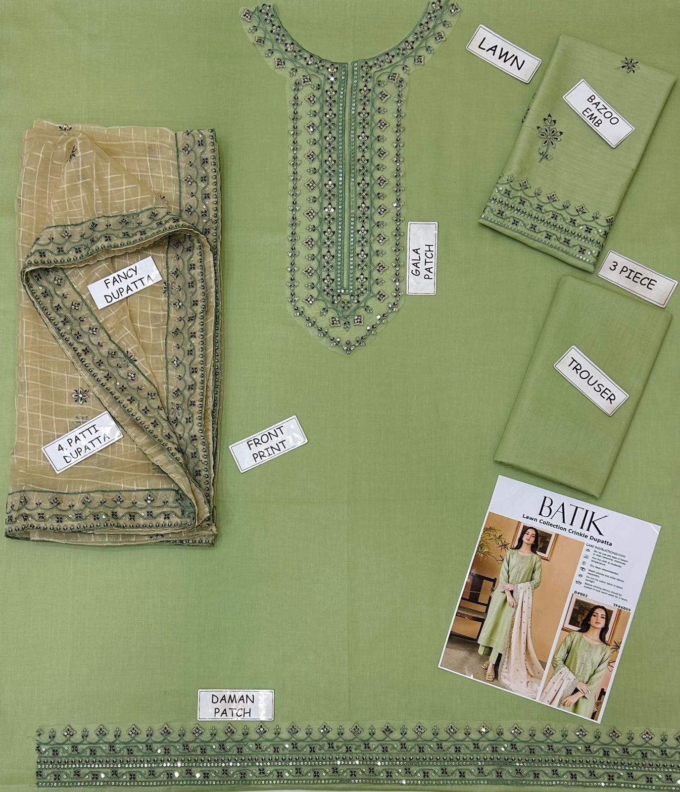 Batik Lawn Embroidered 3 Piece | BK111