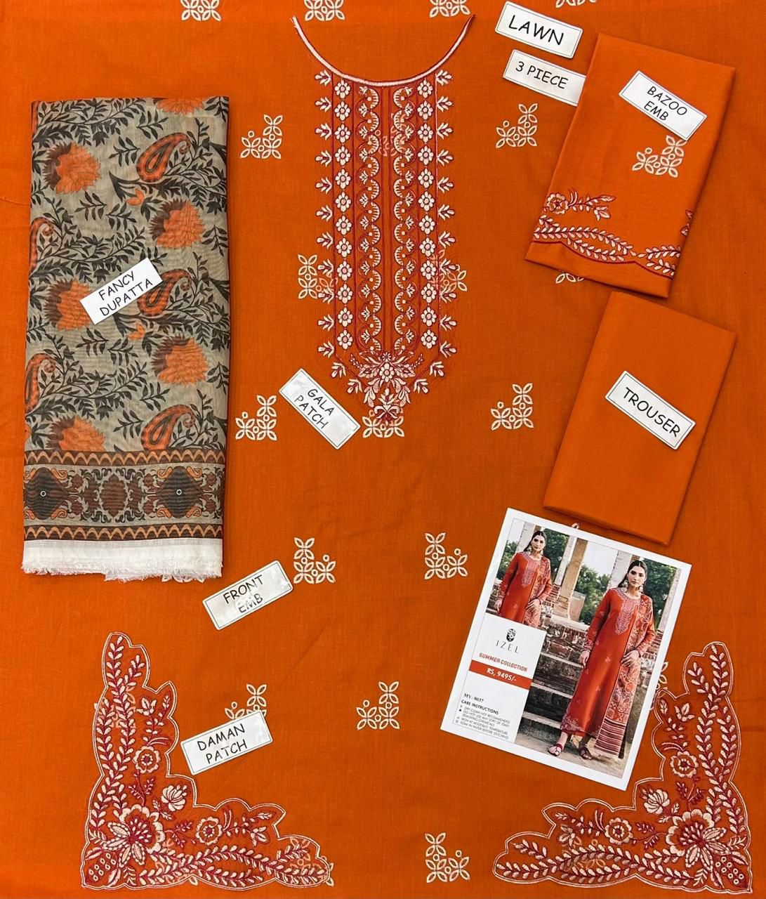 Izel Lawn Embroidered 3 Piece | IL110
