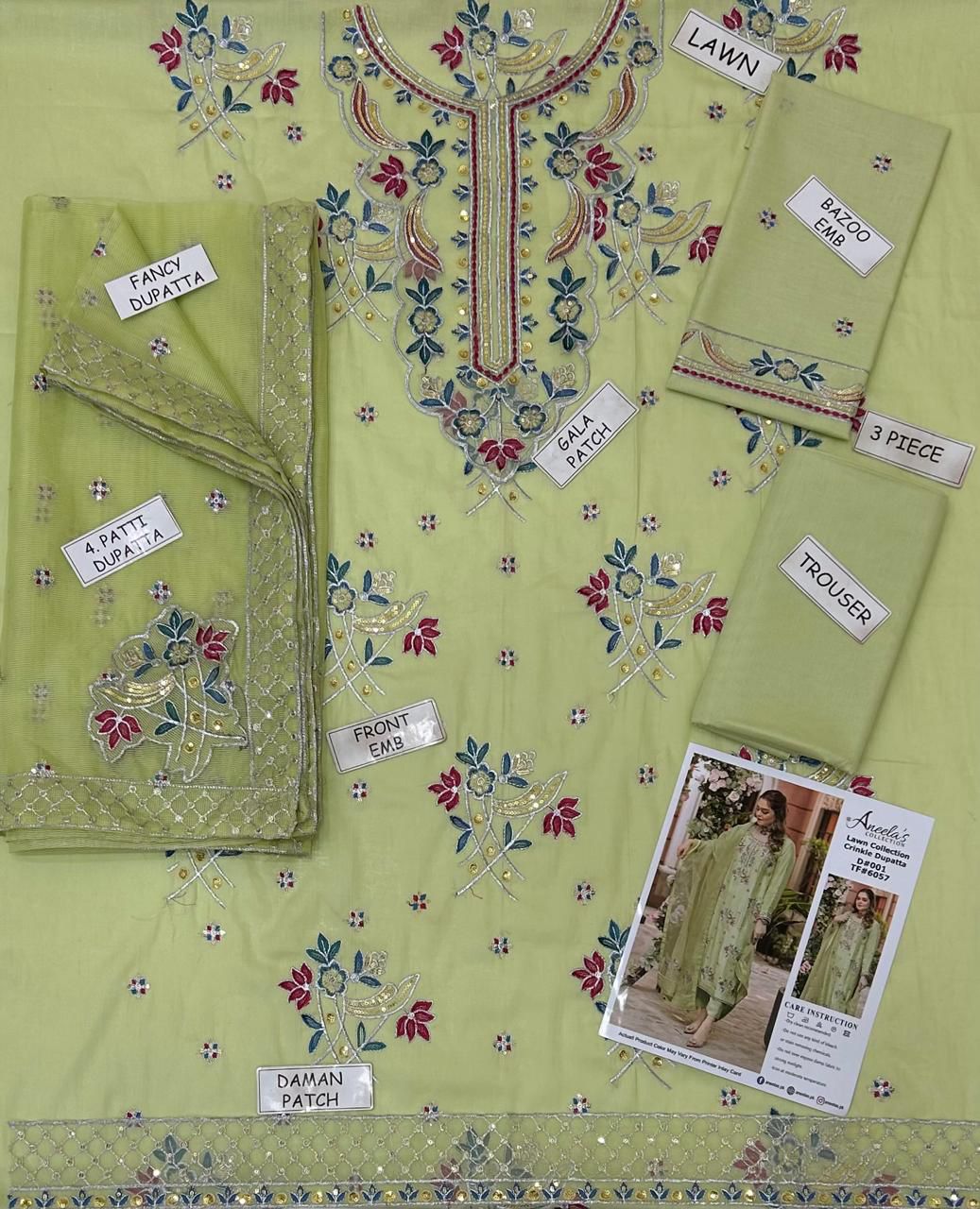 Aneela Lawn Embroidered 3 Piece | AN125
