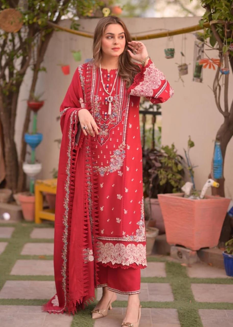 Aneela Lawn Embroidered 3 Piece | AN124