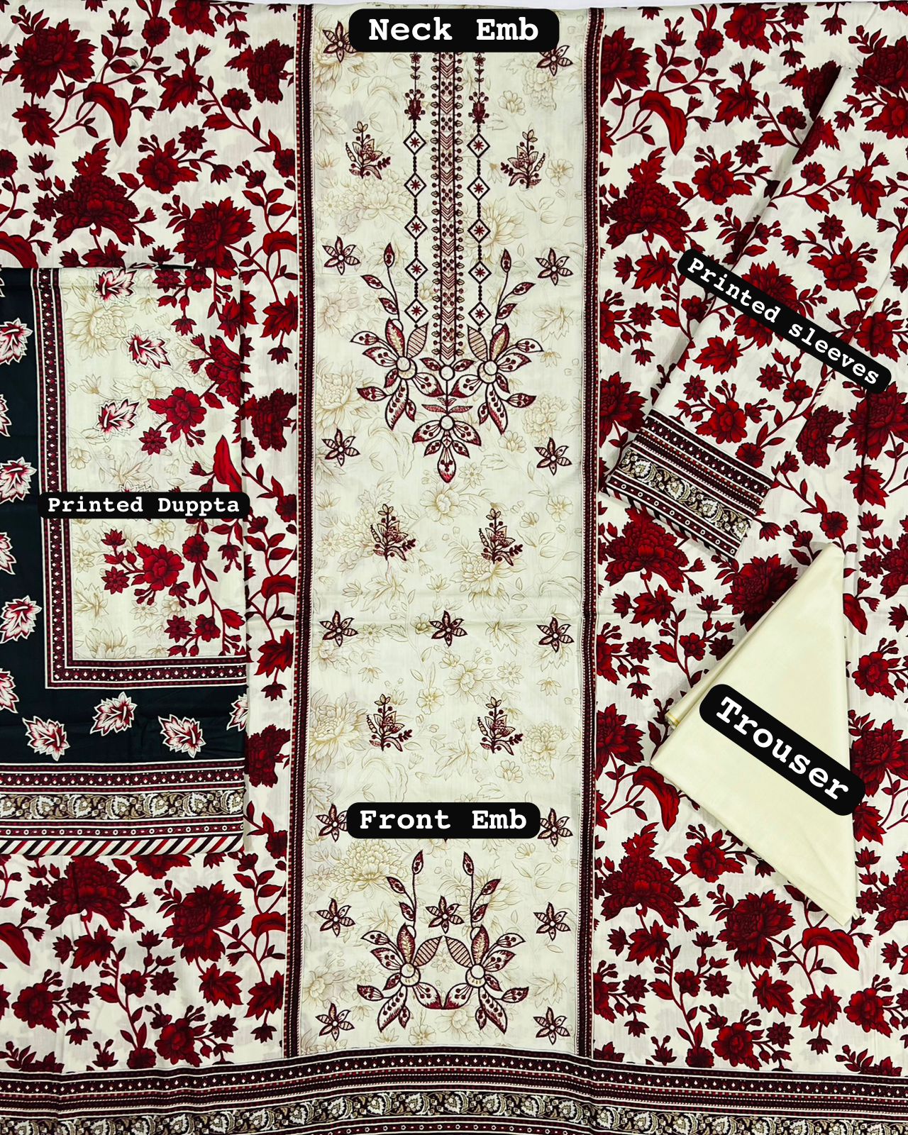 Asifa & Nabeel Lawn Embroidered 3 Piece | FL103