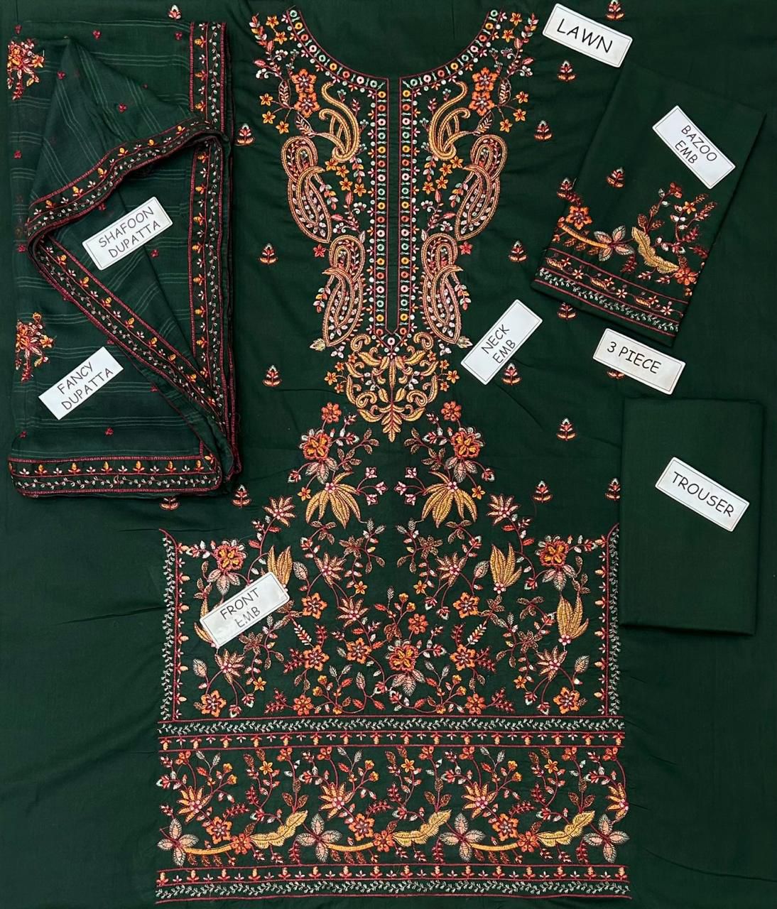 Asimjofa Lawn Embroidered 3 Piece | AJ110