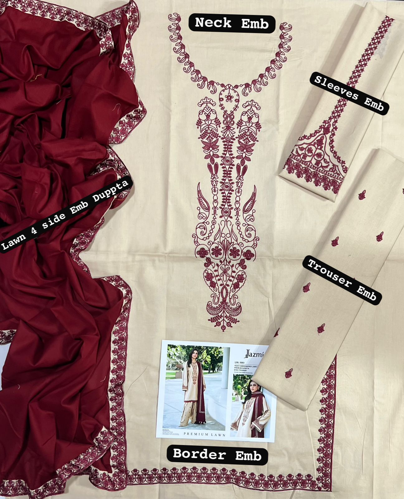 Jazmin Lawn Embroidered 3 Piece | JZ117