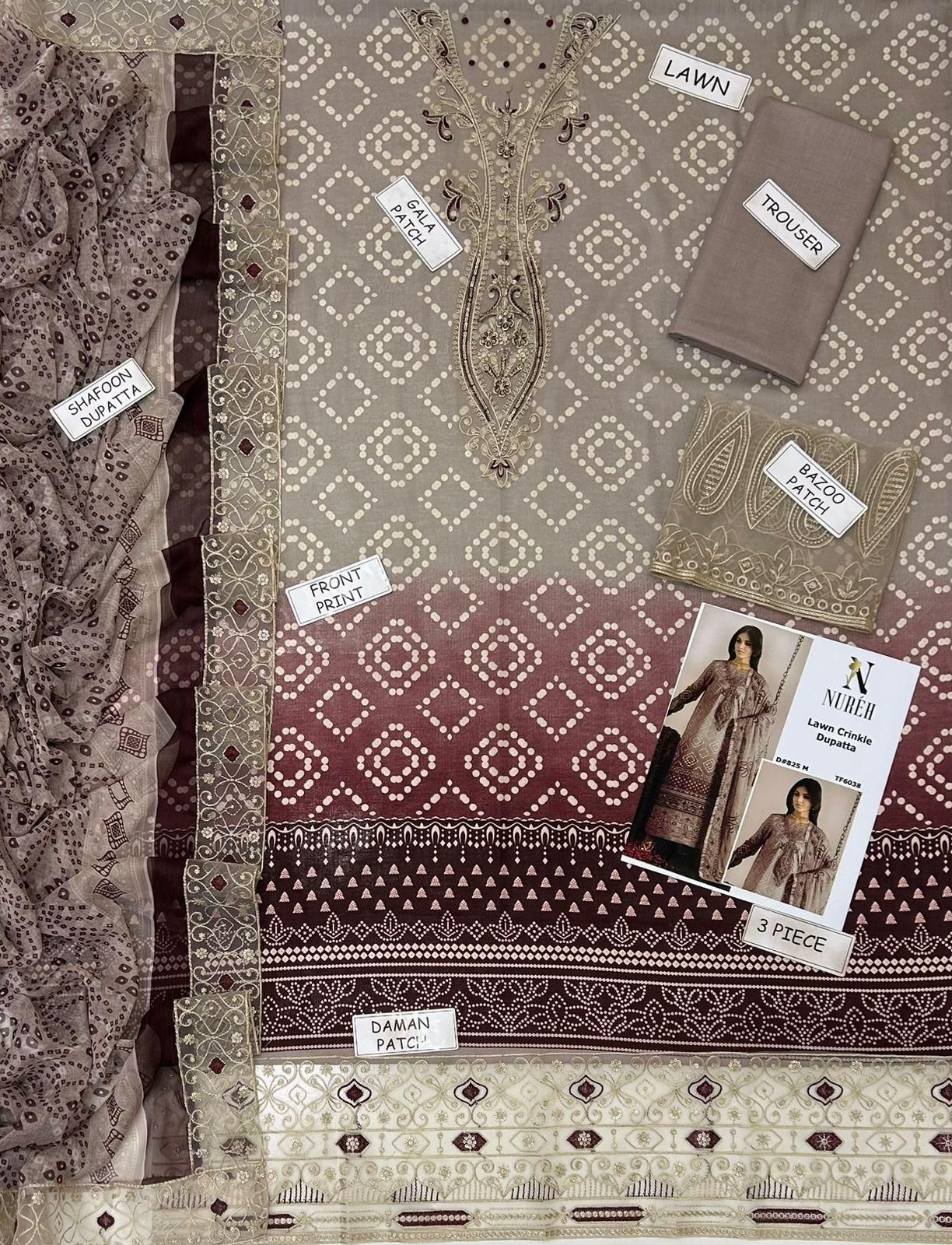 Nureh Lawn Embroidered 3 Piece | NH111