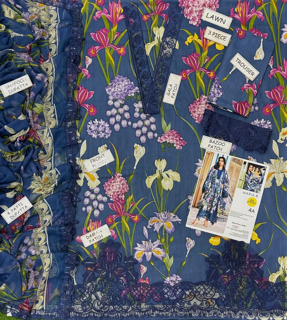 Maria B Lawn Embroidered 3 Piece | MB111