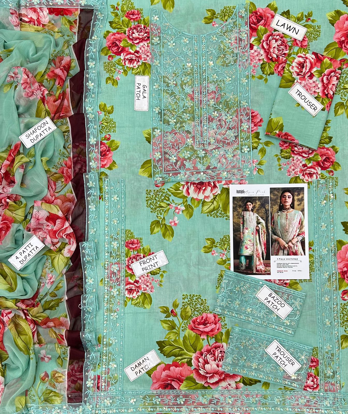 Hum Juli Lawn Embroidered 3 Piece | HJ110