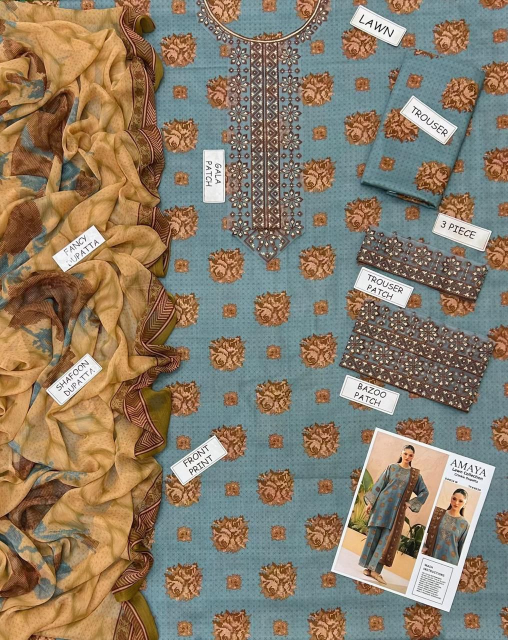 Amaya Lawn Embroidered 3 Piece | AA110