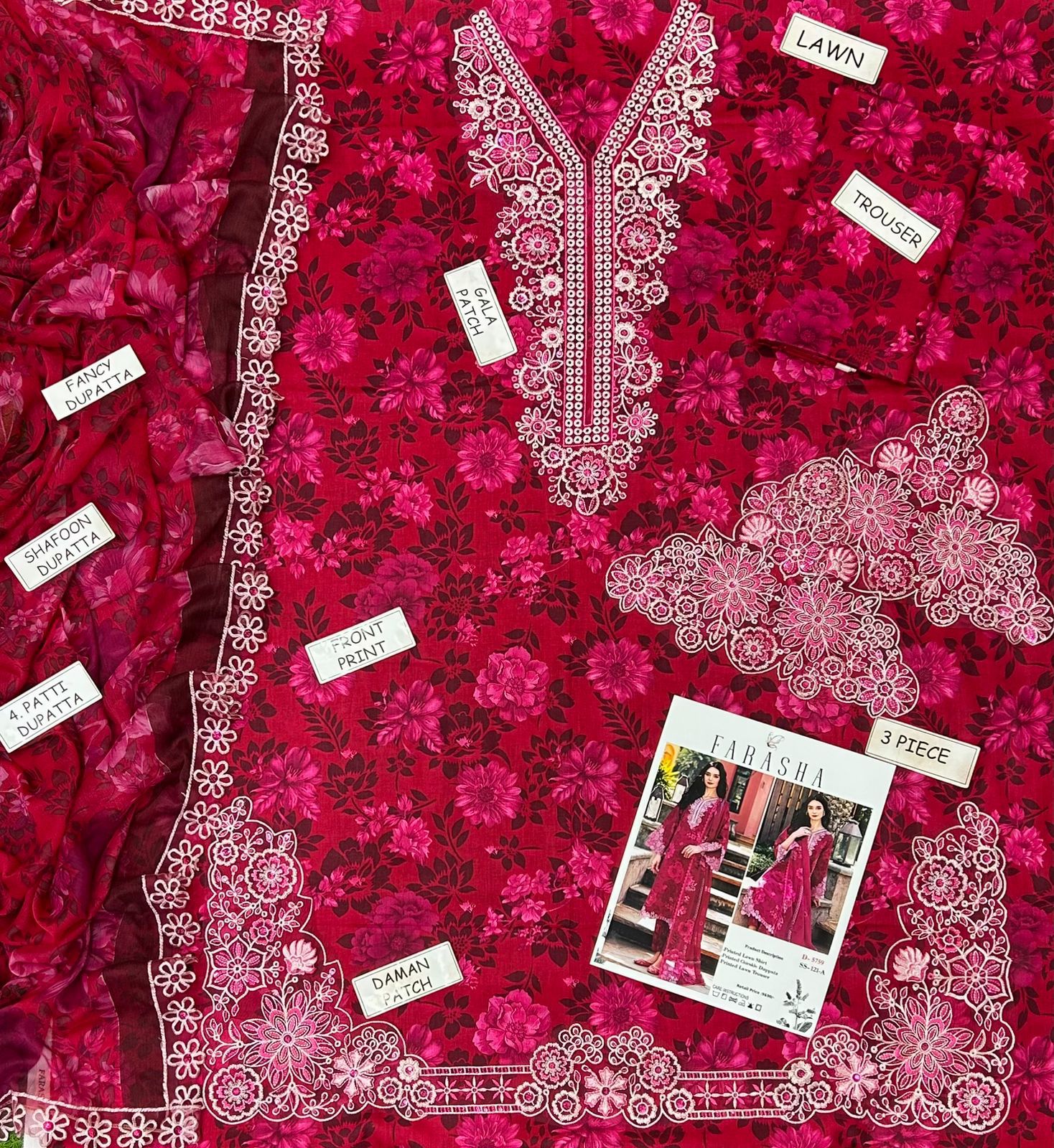 Farasha Lawn Embroidered 3 Piece | FR110