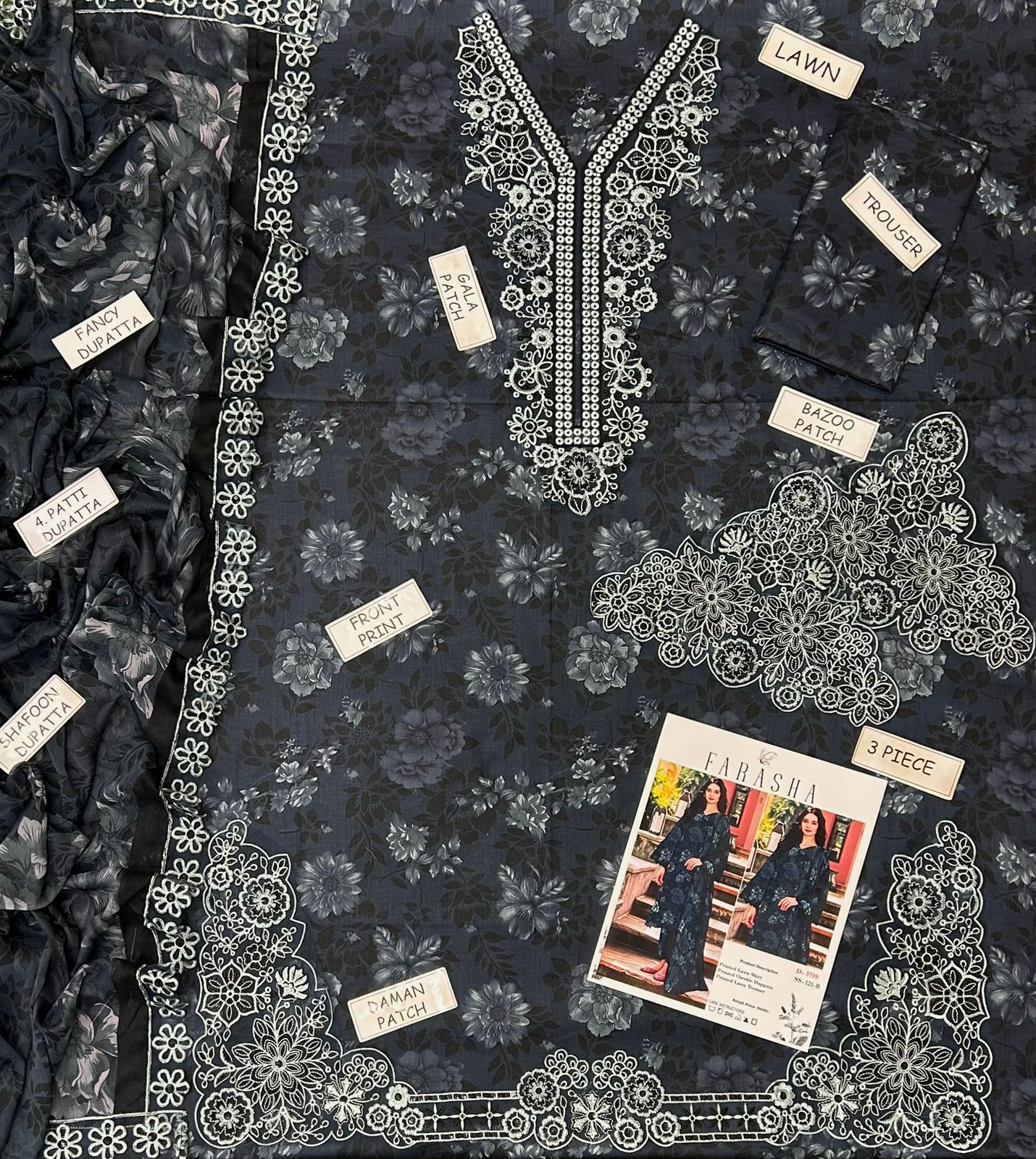 Farasha Lawn Embroidered 3 Piece | FR110