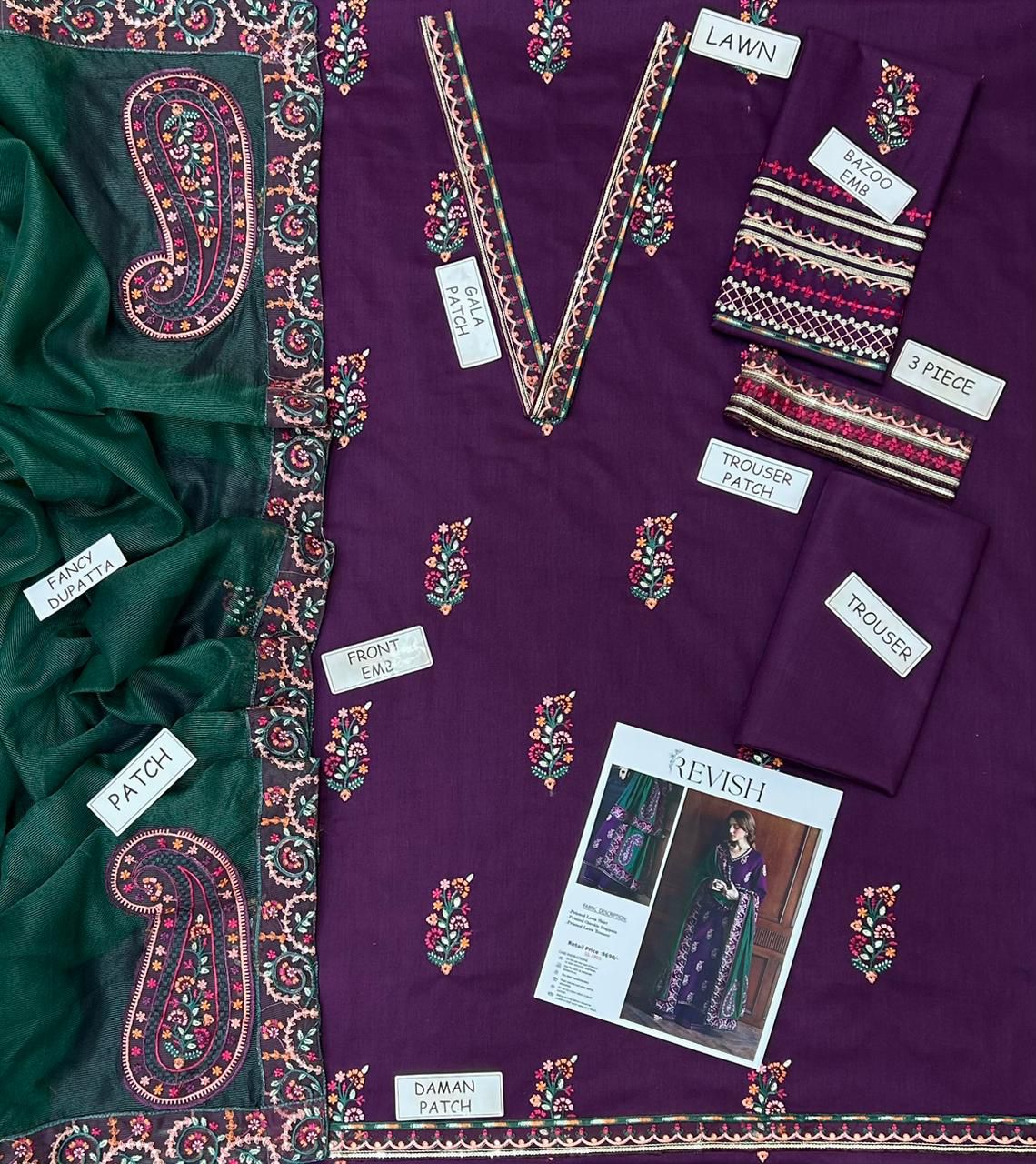 Revish Lawn Embroidered 3 Piece | RV110